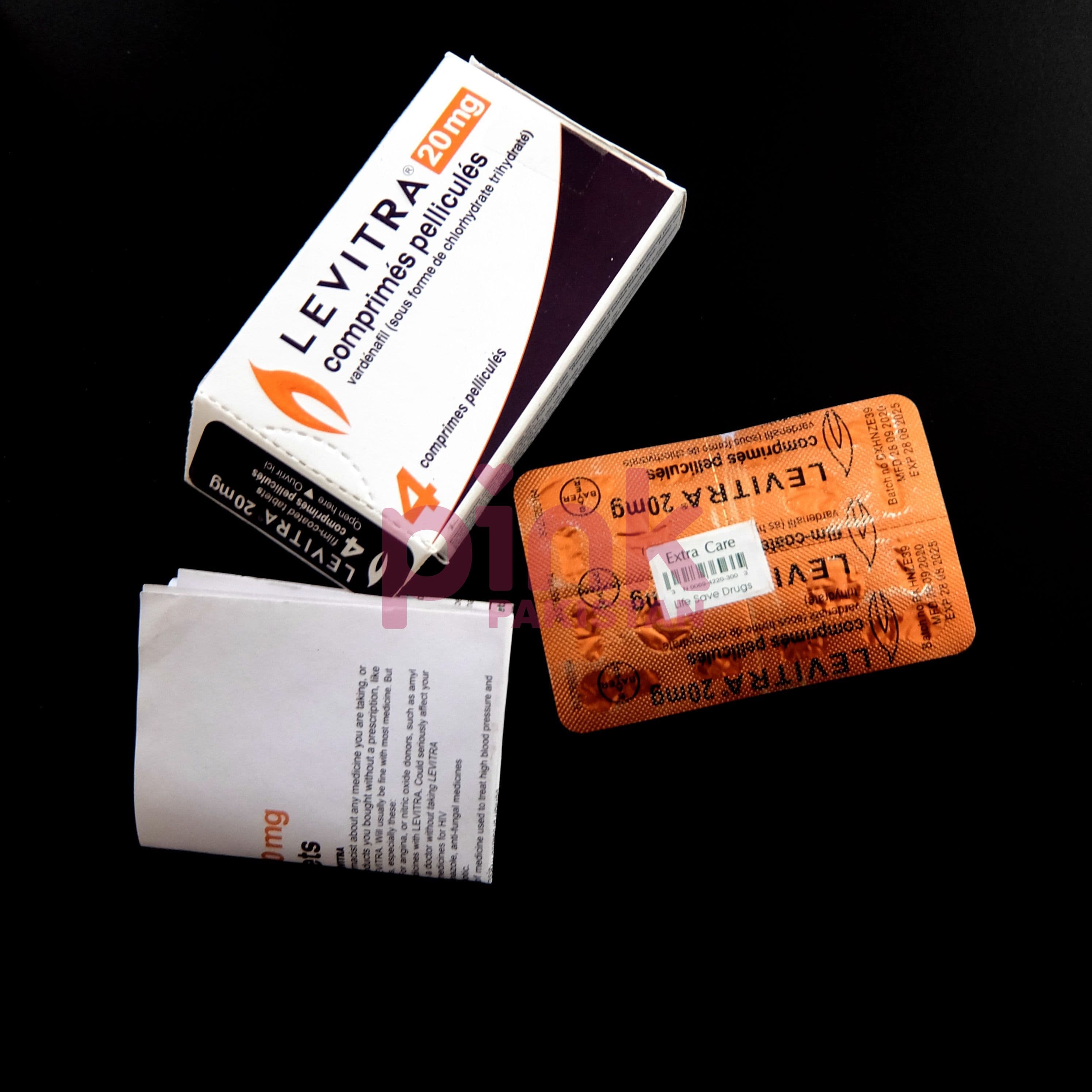 Levitra 20mg 4 tablet pack actual product picture 2