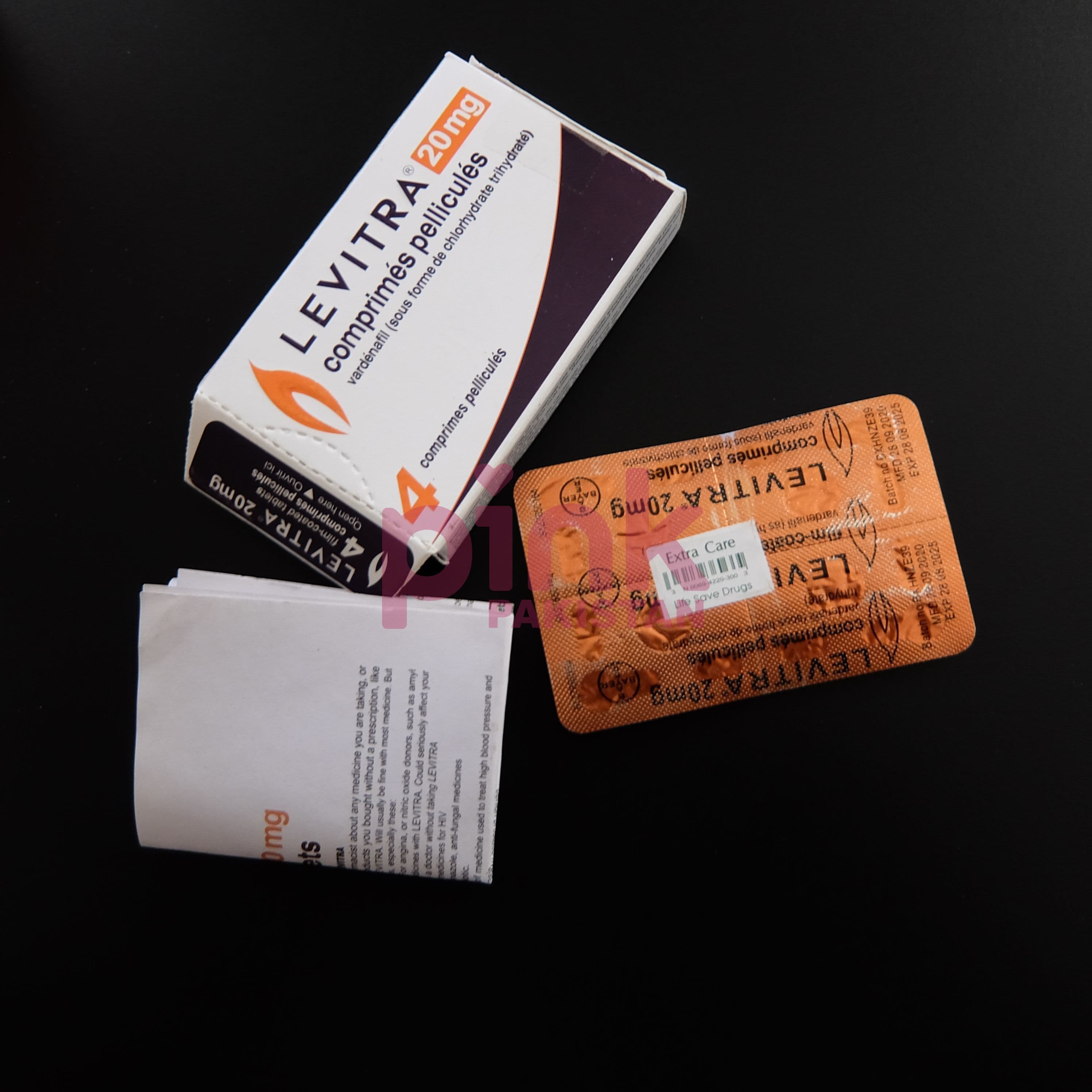 Levitra 20mg 4 tablet pack actual product picture 10