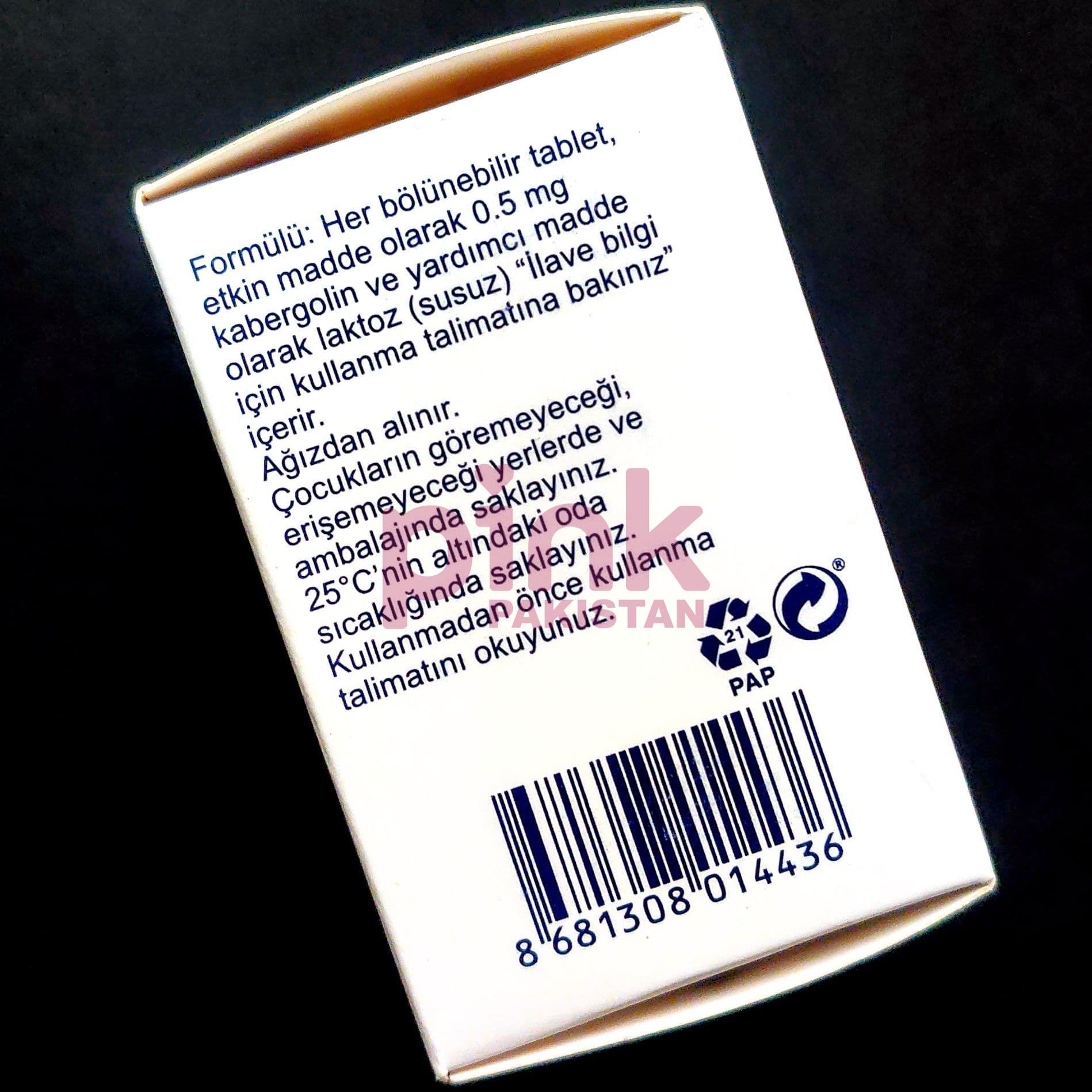 Dostinex 0.5mg 8 tablet pack actual product picture 8